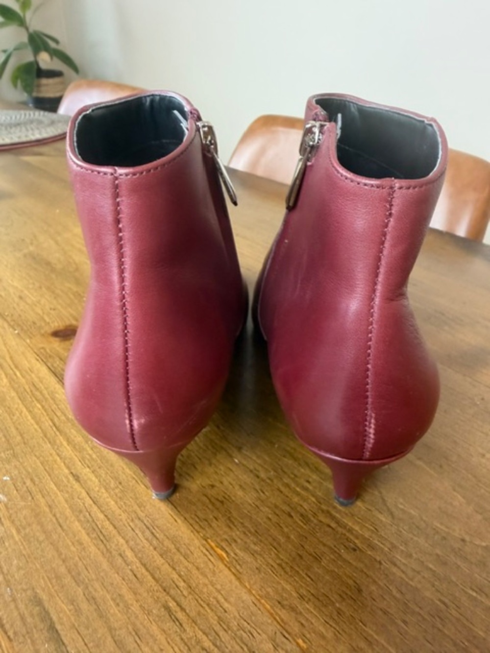 Sam Edelman Kinzey Burgundy Leather Pointed Toe Kitten Heel Booties Size 7M - Picture 5 of 14